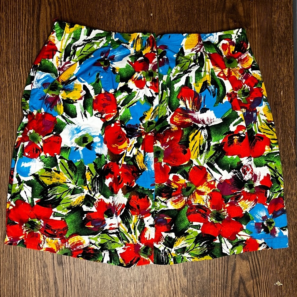 Lush Charms Race Multi Floral Print Mini Skirt - Size Medium